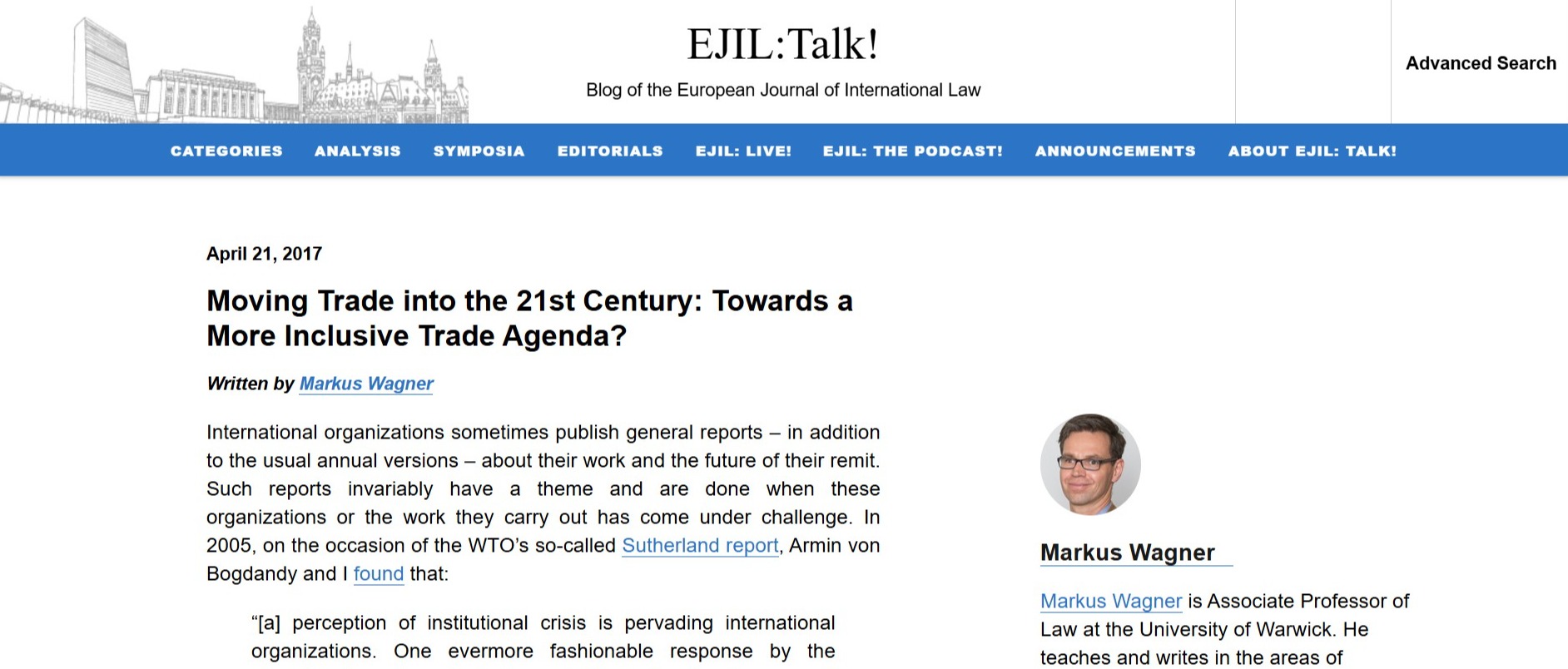 Moving Trade into the 21st Century: Towards a More Inclusive Trade Agenda?